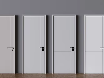 Modern Cream Style Single Door Indoor Solid Wood Flat Door 3d model