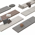 Stylish Padded Benches Featuring Cushioned Seats Various Colors And Decorative Pillows