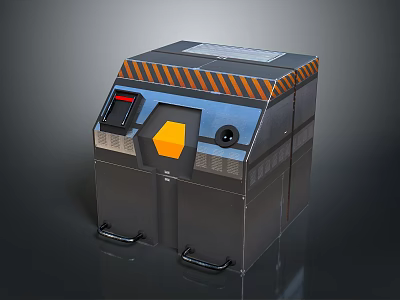 Modern Gray Equipment with Orange Black Stripes and Yellow Hexagon Display and Bottom Handles Structure 3d model