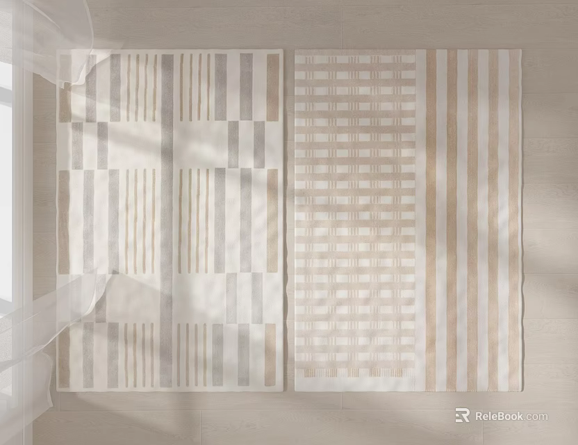 Minimalist White Room Divider With Stripe And Grid Patterns For Living Room 3d model 