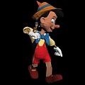 Pinocchio Classic Animated Film Character With Yellow Hat Blue Bowtie White Gloves And Red Shorts