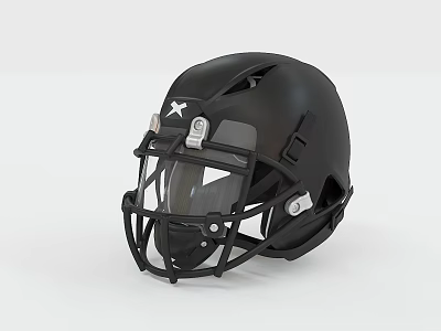 Black Football Helmet With Protective Face Mask And Durable Shell Design 3d model