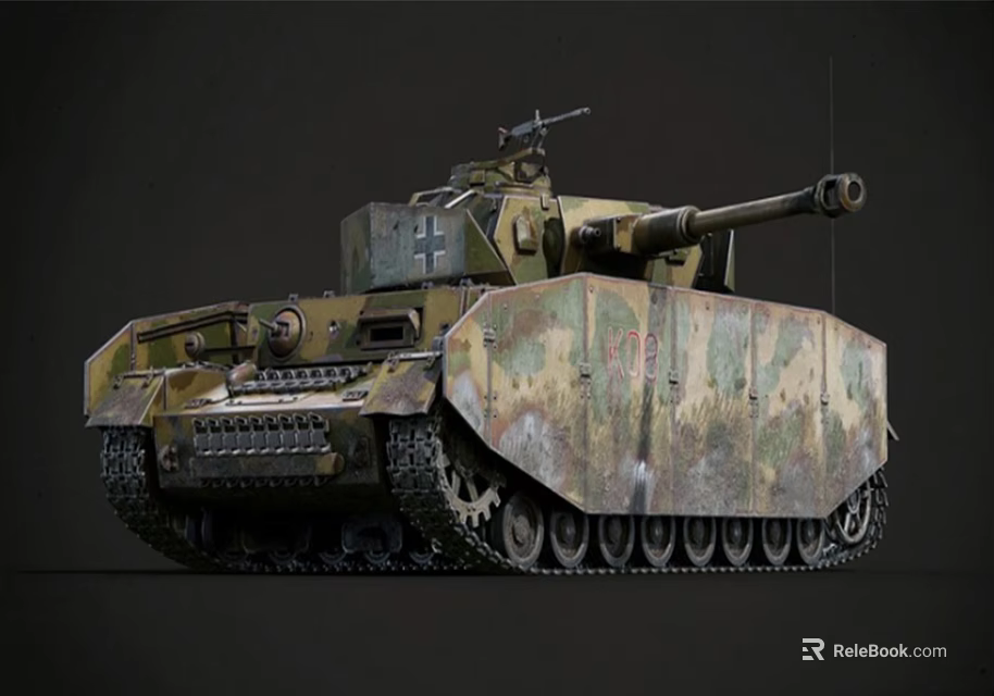 Military Tank With Camouflage Paint Turret Machine Gun Long Cannon And Heavy Tracks 3d model 