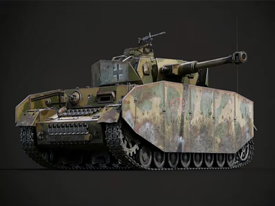 Military Tank With Camouflage Paint Turret Machine Gun Long Cannon And Heavy Tracks 3d model