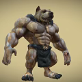 Muscular Dog Human Hybrid Character With Strong Physique Black Loincloth And Clawed Feet