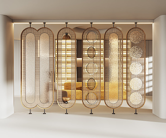 Rattan screen partition 3d model