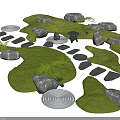 Micro Landscape Design With Green Patches Stones Stepping Paths Ferns And Decorative Elements