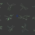 Yellow Dragonfly Wall Decor Set With Blue Background And Decorative Patterns