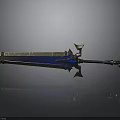 Ornate Fantasy Sword With Blue Blade Golden Hilt And Detailed Decorative Elements