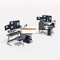 Modern Ergonomic Desk Chair Set For Computer Workstation With Multiple Monitors 3d model