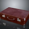 Vintage Brown Leather Suitcase With Leather Handle Metal Latches And Corner Brackets