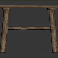 Rustic Wooden Stool Furniture With Natural Wood Finish And Sturdy Legs