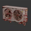 Rusty Off White Air Conditioner Outdoor Unit With Dual Fans And Weathered Surface