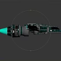 Futuristic Cosmic Spaceship Design With Glowing Blue Engine And Detailed Structure