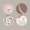 Round Rugs With Cute Animals And Geometric Patterns For Home Decor 3d model