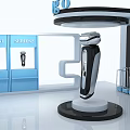 Modern Exhibition Booth With Blue Display Board Protect Signage And Balance Label