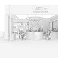 Modern Exhibition Booth Design With White Structure Grid Wall And Display Shelves 3d model