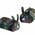 Decorative Rabbit Shaped Pillows With Colorful Leaves And Eye Patterns For Home Decor