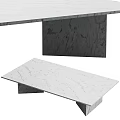 Modern Marble Table Design With White Rectangular Top And Dark Stone Legs 3d model