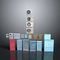 Colorful Stacked Storage Cabinets With Ventilation Panels And Rusted Details