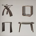 Various Modern Wooden Stool Designs With Cross Legs Square Frame And Padded Seat