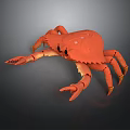 Orange Crab Figurine With Large Claws And Segmented Legs On Dark Surface