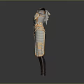 Stylish Modern Clothing Outfit With Mesh Top Orange Trim And Dark Pants