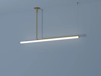 Modern Gold Long Linear Pendant Light With Sleek LED Lighting Design 3d model