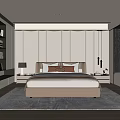 Modern Bedroom Interior With Large Bed Decorative Wall Nightstands And Area Rug