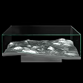 Modern Coffee Table With Glass Top And Wavy Mountain Inspired Design For Living Room Decor