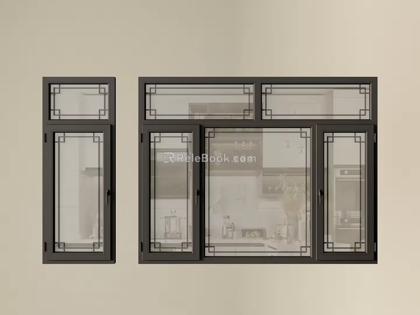 Chinese-style window new Chinese-style window casement window glass window door window bay window floor-to-ceiling window 3d model