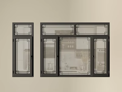 Chinese-style window new Chinese-style window casement window glass window door window bay window floor-to-ceiling window 3d model