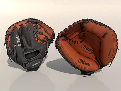 Wilson A500 ODA Professional Baseball Gloves Black Orange Leather Sports Equipment 3d model