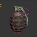 Vintage Military Grenade With Metal Casing Diamond Pattern Fuse And Pull Ring