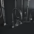 Modern Chrome Bathroom Shower Components Including Various Handheld Sprayers And Overhead Heads 3d model