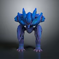 Blue Armored Sci Fi Creature Character With Spiked Protrusions And Multi Legged Structure