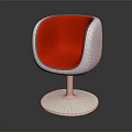 Modern Red Textured Leisure Chair With White Frame And Silver Round Base