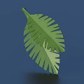 Green Leaf Shaped Decorative Ornament Set with Layered Design on Blue Background 3d model