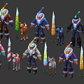 Game And Movie Character Design Collection With Diverse Costumes And Weapons