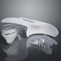 Modern Artistic Reception Desk with Curved White Structure and Smooth Reflective Surface 3d model