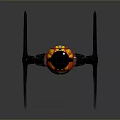 Detailed TIE Fighter Model With Black And Orange Wings And Spherical Cockpit