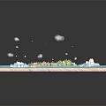 Cartoon World Map Scene With Green Landmasses Icebergs Small Boats And Blue Ocean