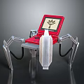 Mechanical Spider Shaped Device Featuring Red Console Transparent Container And Screen Symbol 3d model