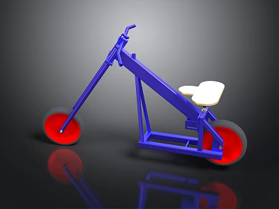 Blue Tricycle With Red Wheels And White Seat Modern Structure Design 3d model
