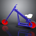Blue Tricycle With Red Wheels And White Seat Modern Structure Design