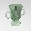 Green Translucent Glass Cup With Two Handles And Round Base 3d model