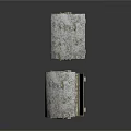 Two Rustic Metal Trash Bins With Lids And Wheels On Gray Background