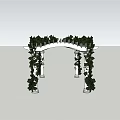 Arched Garden Pergola with White Pillars and Lush Green Vines Decoration