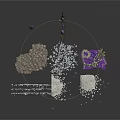 Decorative Scene Elements With Silver Sequins Purple Sticks White Strips And Scattered Particles