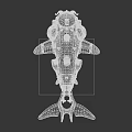 Vintage Mechanical Submarine Watercraft With Metallic Body Round Observation Windows And Fins Like Structures